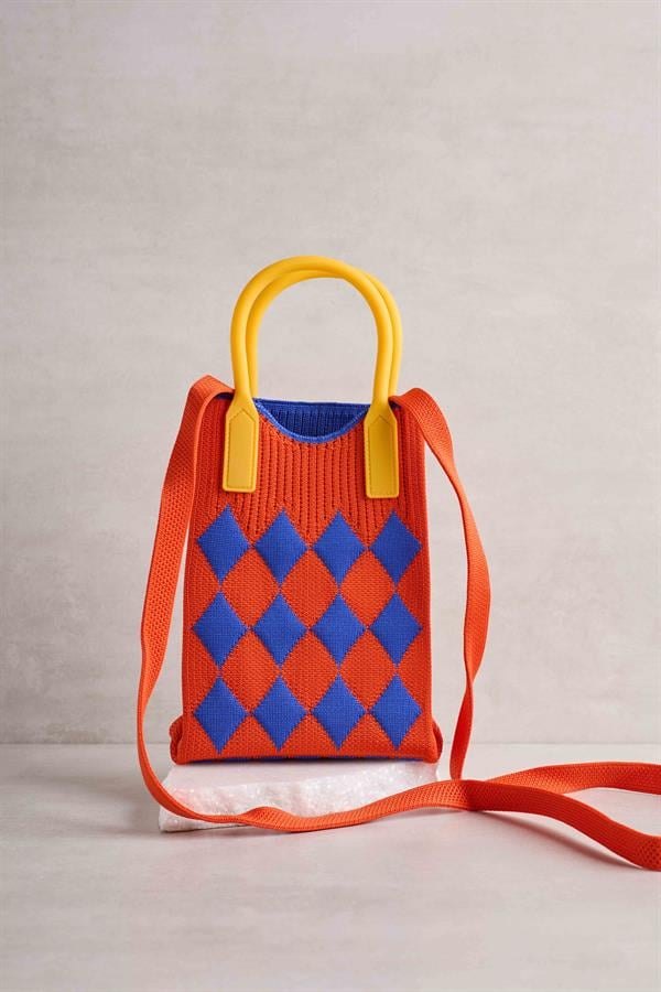 Diamond Patterned Orange Bag