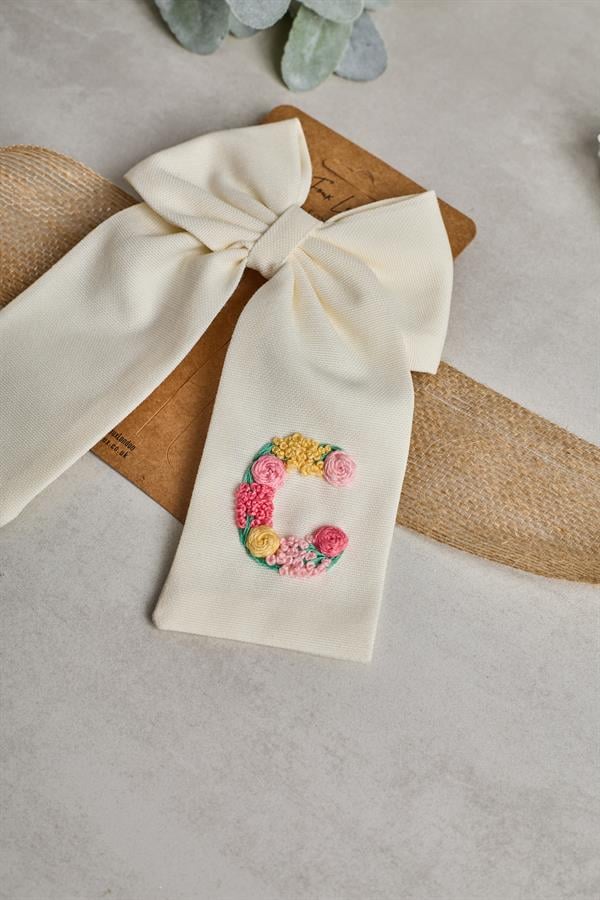 C Embroidered Bow Tie