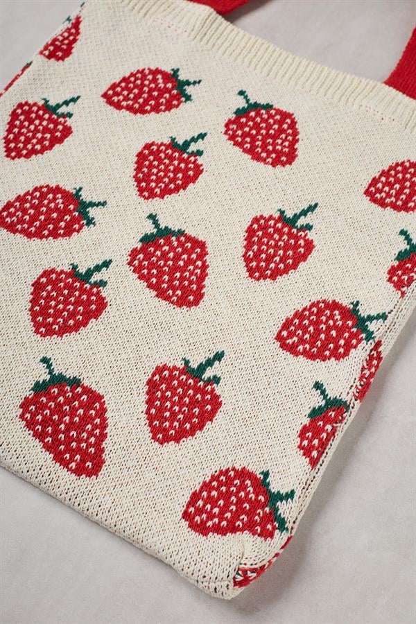 Strawberry Knitted Tote Bag