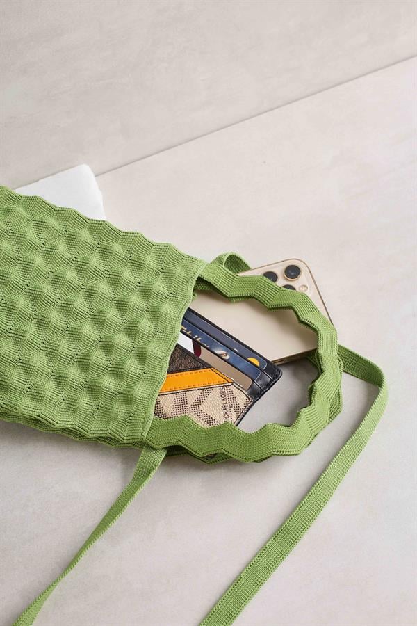 Grass Green Bubble Knitted Bag