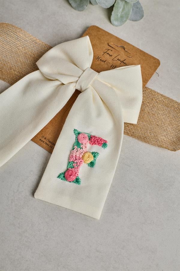 F Embroidered Bow Tie
