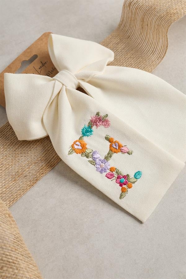 F Embroidered Bow Tie