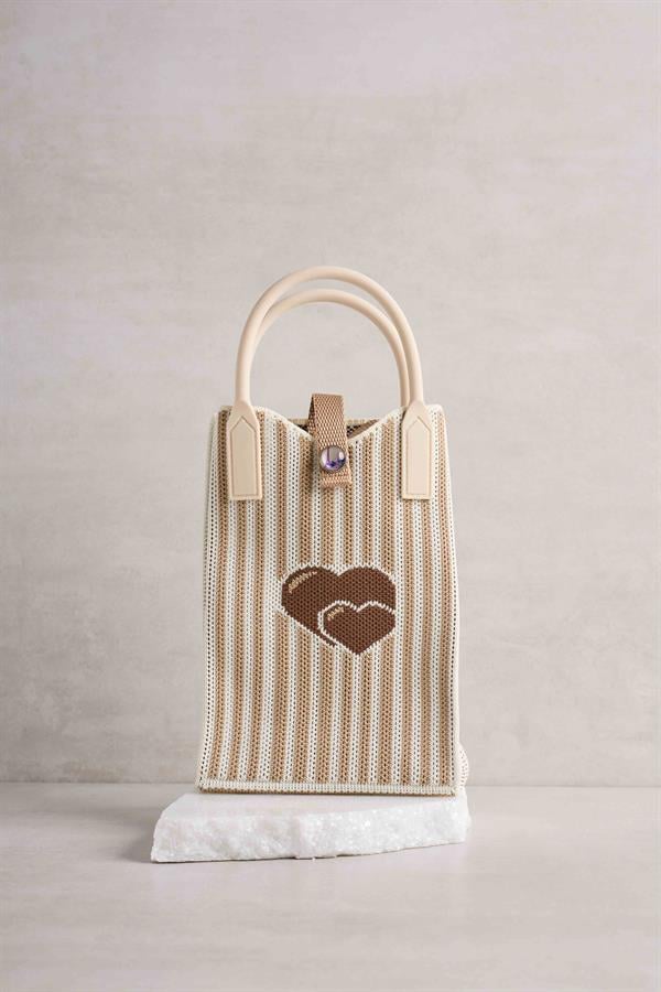 Heart Bag with Brown Stripe