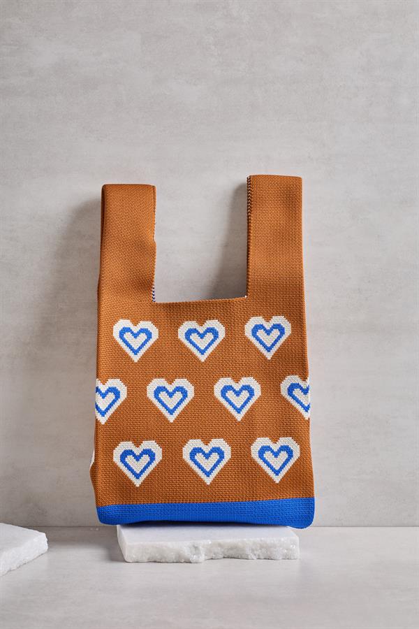 Heart Camel Knitted Tote Bag