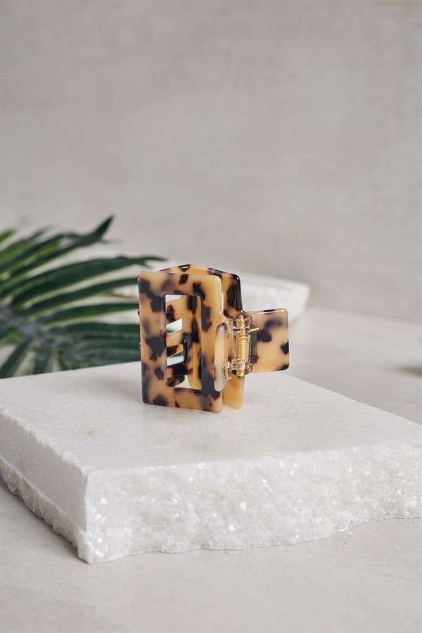 Square Leopard Acetate Claw