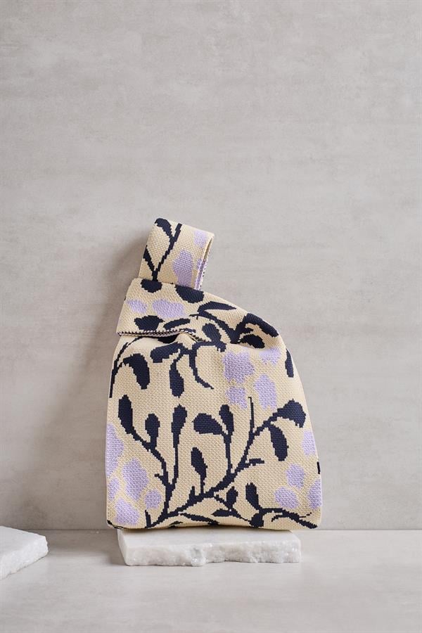 Lilac Floral Knitted Tote Bag