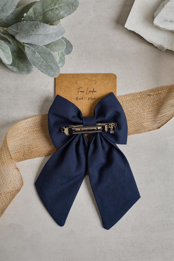London Embroidery Navy Blue Bow Tie