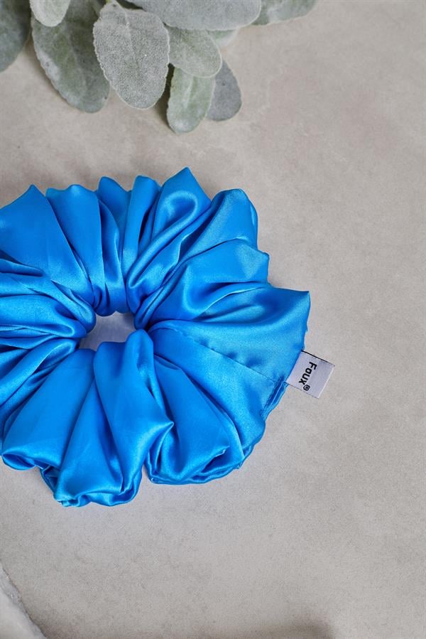 Blue Drawstring Scrunchie