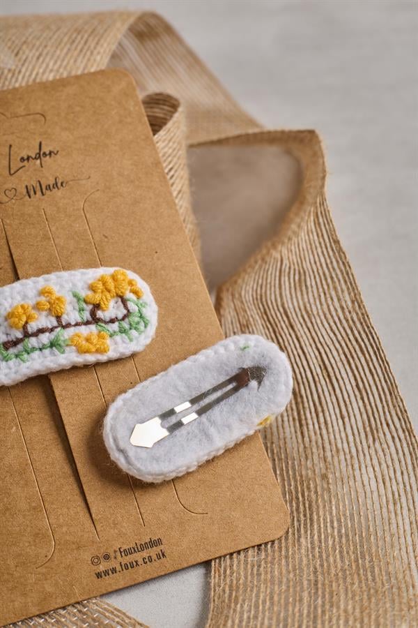 Mimosa Embroidered Crochet Clips