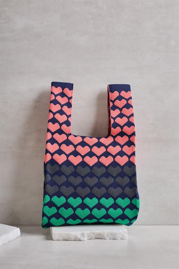 Mini Heart Knitted Tote Bag