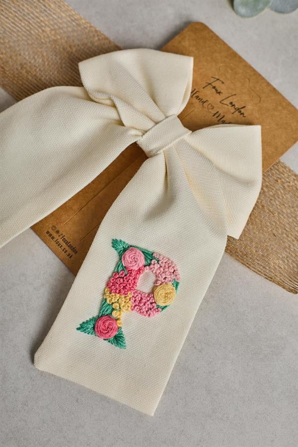 P Embroidered Bow Tie