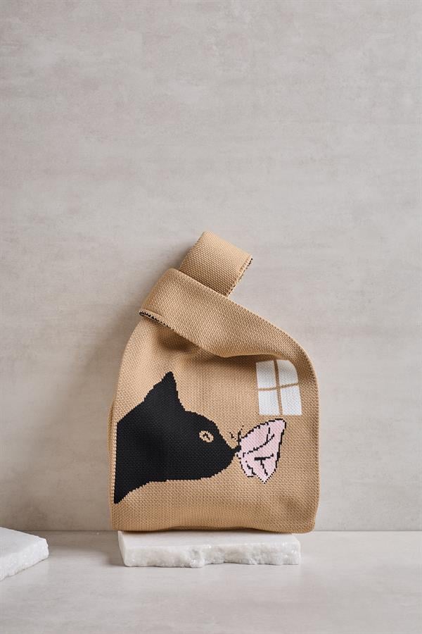 Cat in the Window Knitted Tote Bag