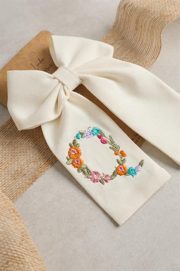Q Embroidered Bow Tie