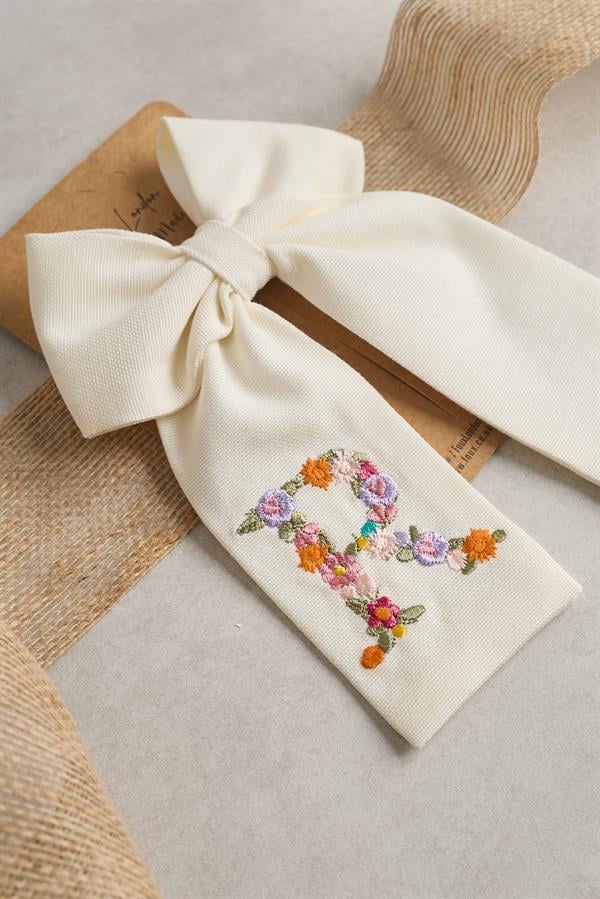 R Embroidered Bow Tie