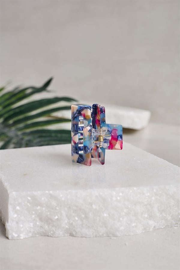 Rectangle Midi Navy Blue Acetate Claw