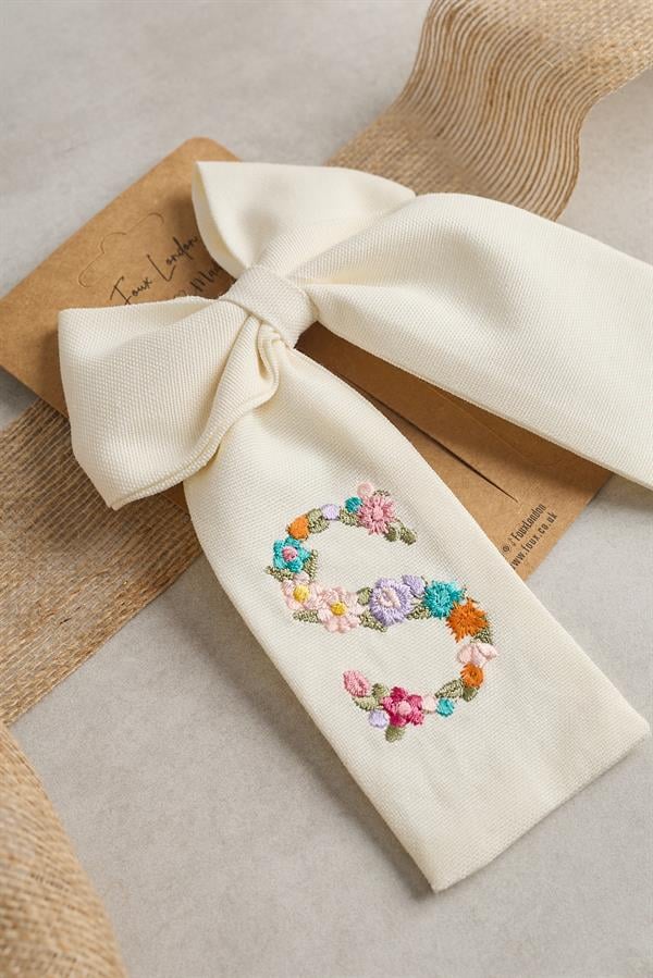 S Embroidered Bow Tie