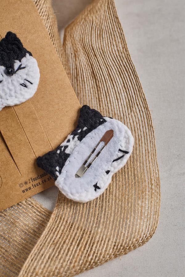 Black Cat Crochet Clips