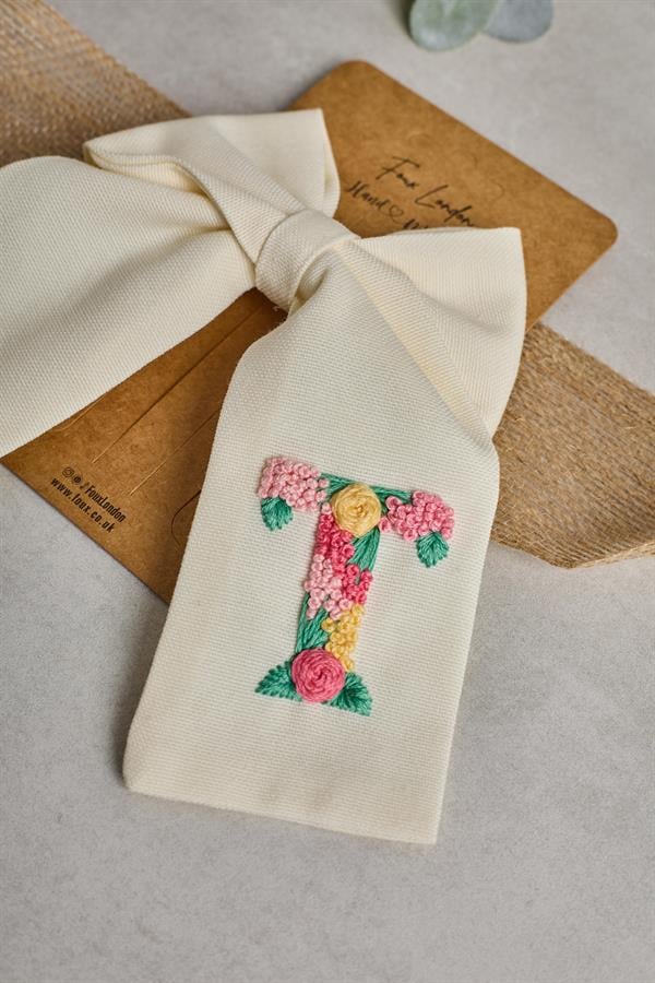 T Embroidered Bow Tie