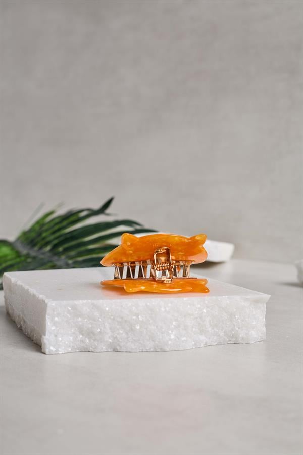 Orange Cat Acetate Claw Clasp