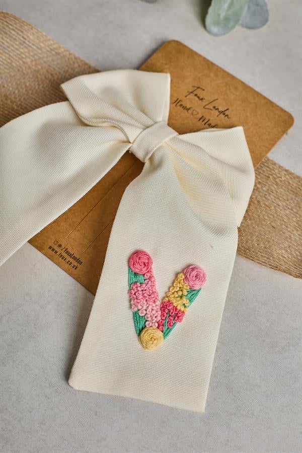 V Embroidered Bow Tie