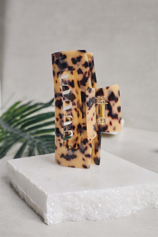 XL Rectangular Leopard Acetate Claw