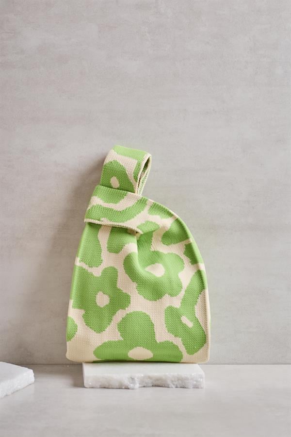 Green Floral Knitted Bag