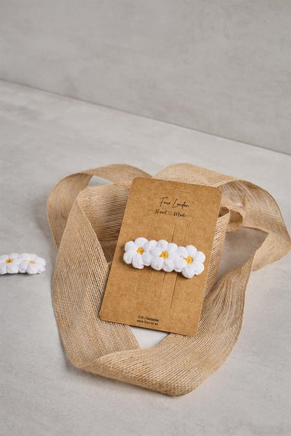 3-Piece White Daisy Crochet Clips