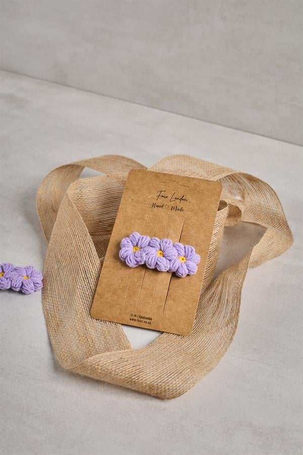 3Pcs Purple Daisy Crochet Clips