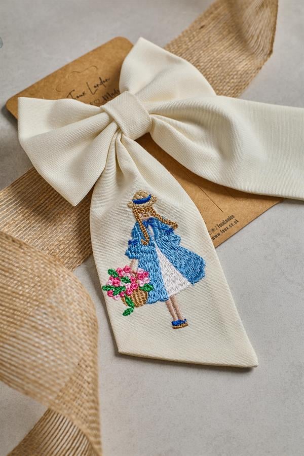 Anne With E White Embroidery Bow Tie