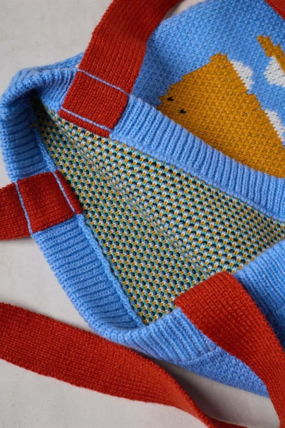 Dinosaur Knitted Tote Bag with Trolley