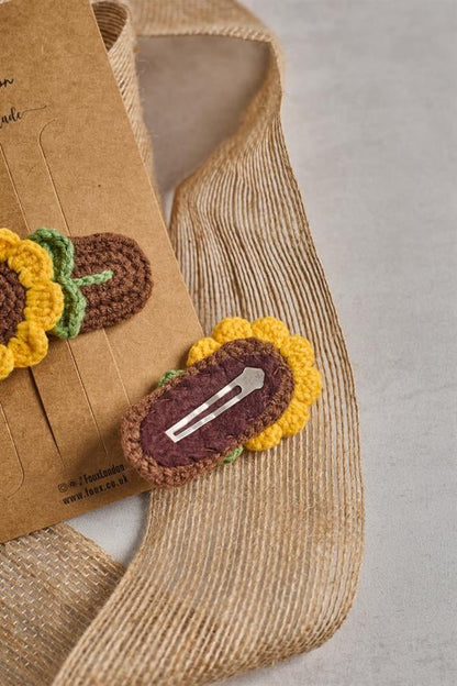 Sunflower Crochet Clips
