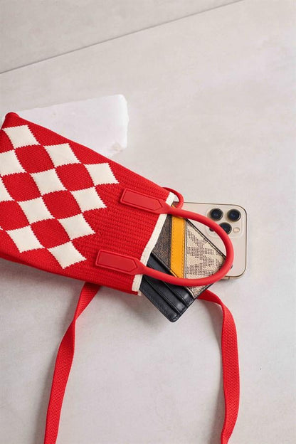 Red Bag with Diamond Pattern