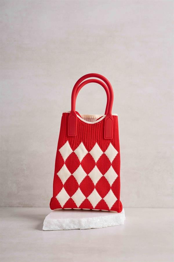 Red Bag with Diamond Pattern