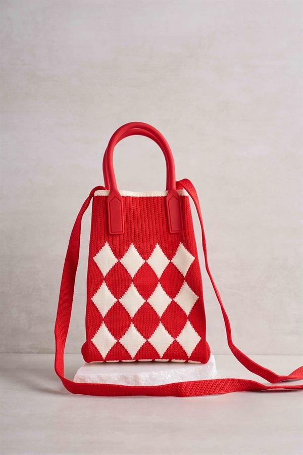 Red Bag with Diamond Pattern