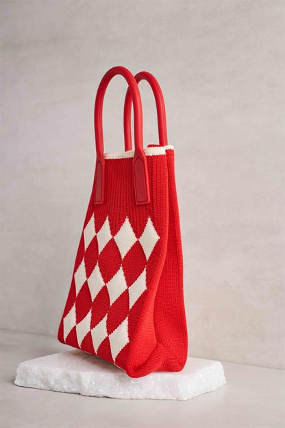 Red Bag with Diamond Pattern