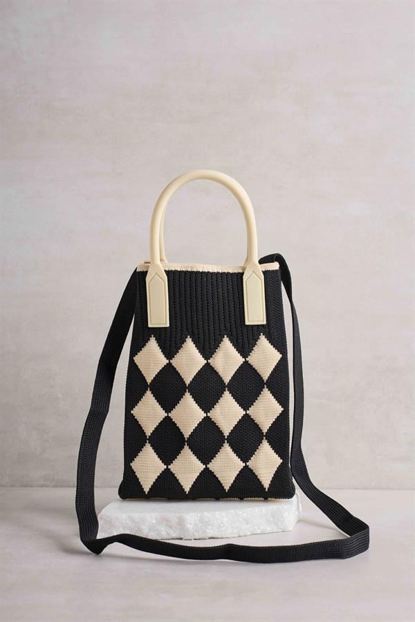 Diamond Patterned Black Bag