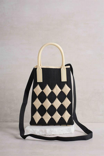 Diamond Patterned Black Bag