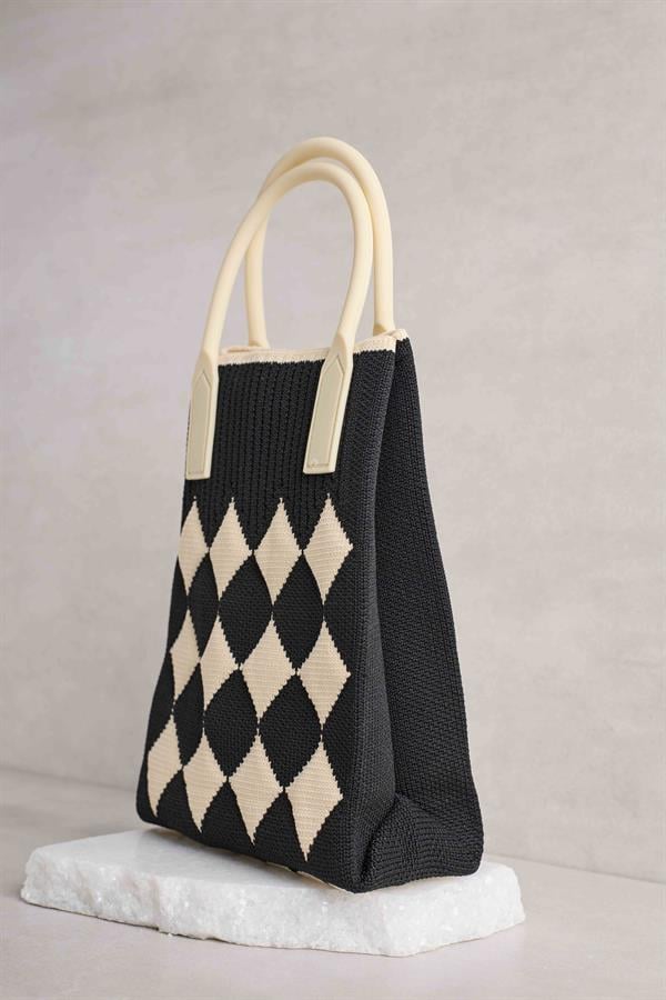 Diamond Patterned Black Bag