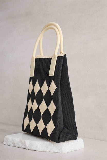 Diamond Patterned Black Bag