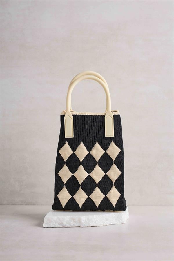 Diamond Patterned Black Bag