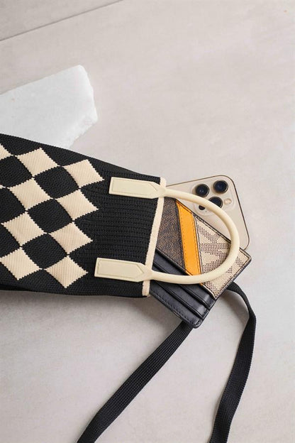 Diamond Patterned Black Bag