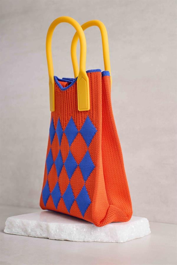 Diamond Patterned Orange Bag