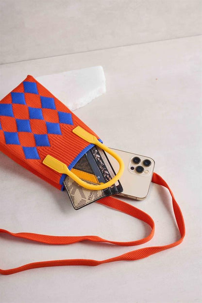 Diamond Patterned Orange Bag