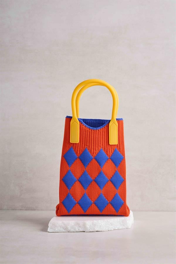 Diamond Patterned Orange Bag