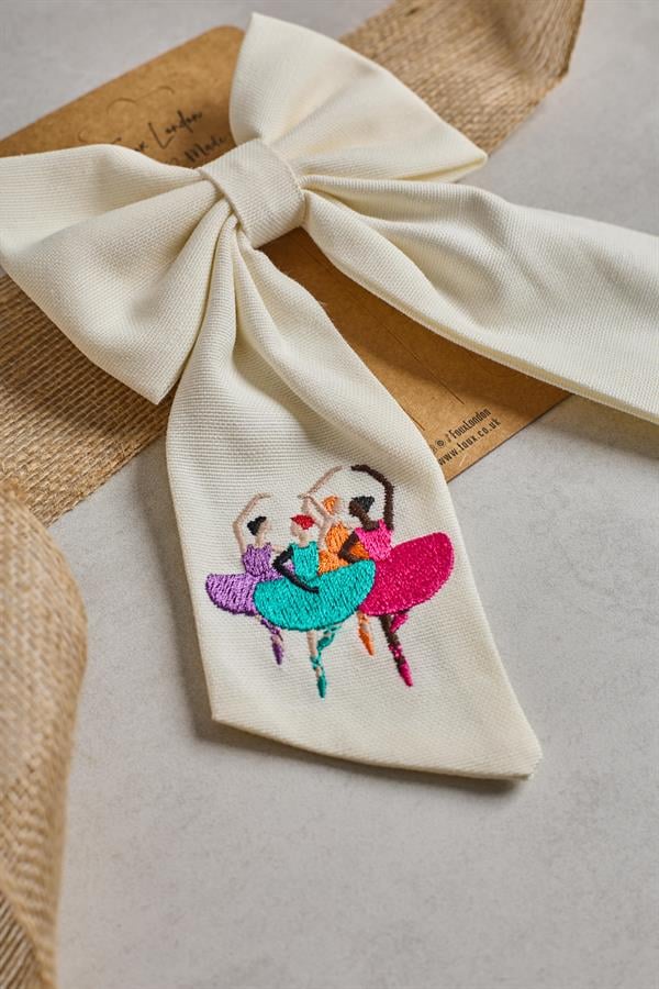 Ballerina Embroidery Bow Tie