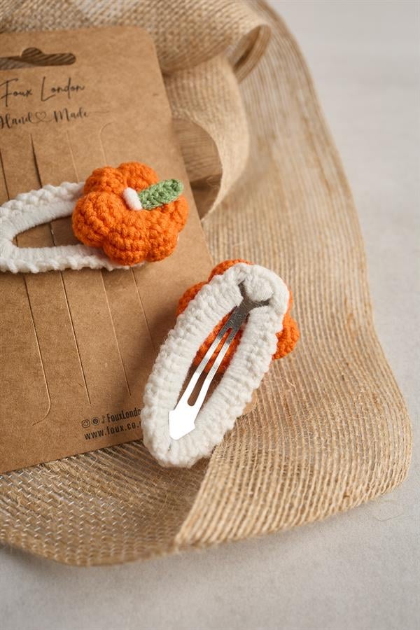 Pumpkin 3D Crochet Clips