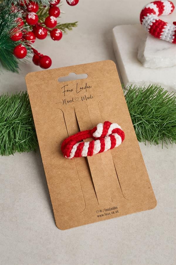 Candy Cane Crochet Clips