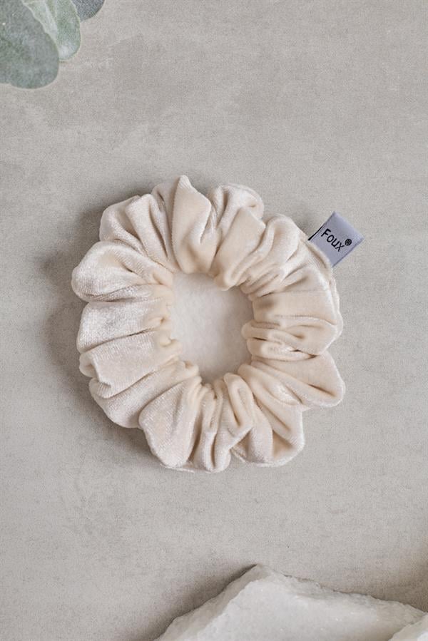 White Velvet Small Scrunchie