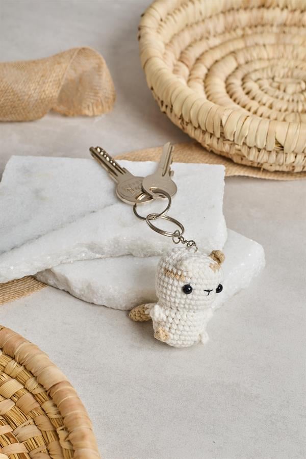 White Cat Keychain
