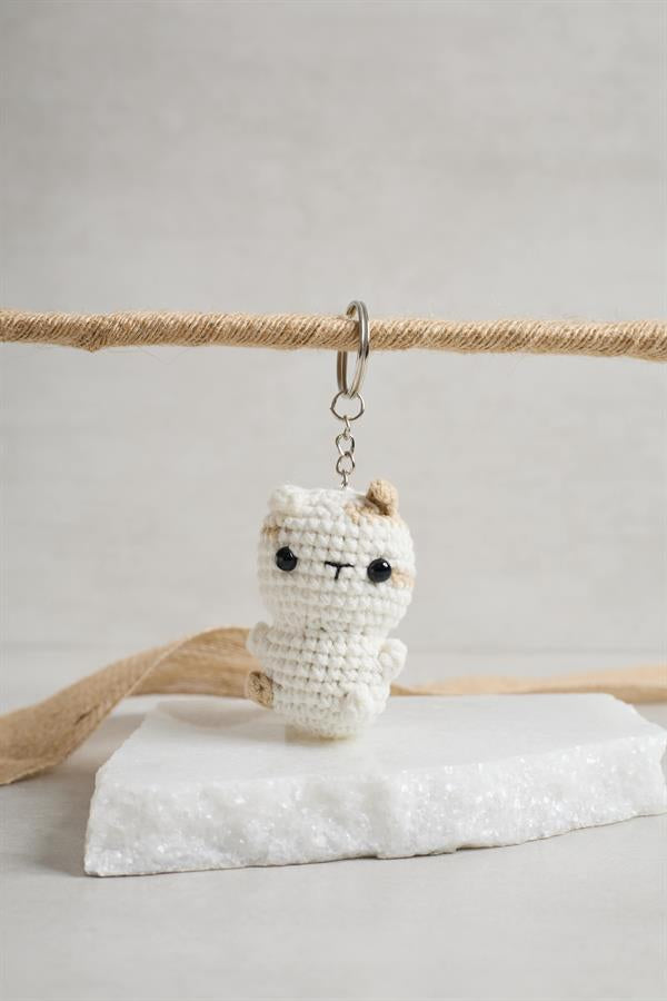 White Cat Keychain